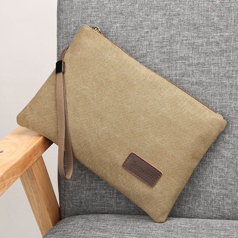 Flap Bag Envelope - Tasje met ritssluiting, canvas, zacht, heren,