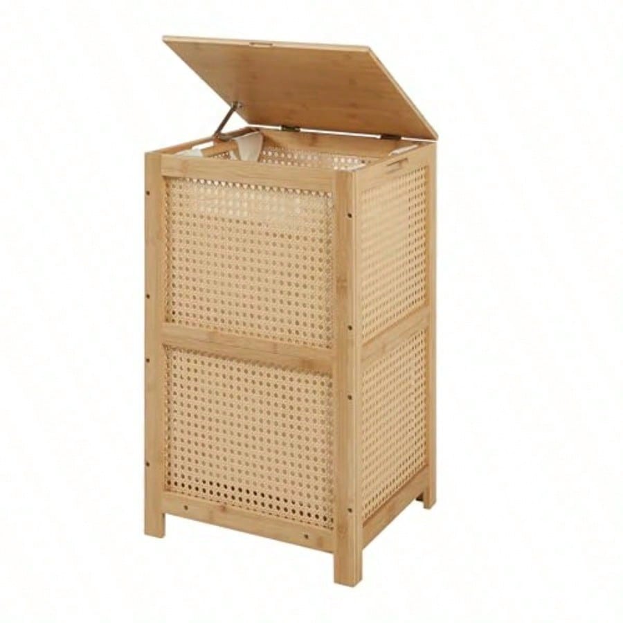 Basket Bag Wicker - Bamboe Wicker Wasmand met Deksel, 13