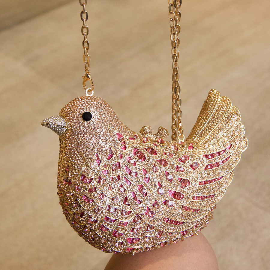 Women Bags Gold - niche design sense bird clutch tas