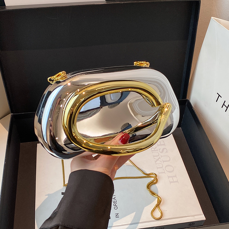 Women Bags Gold - Gouden sluiting Box Clutch Bag dames