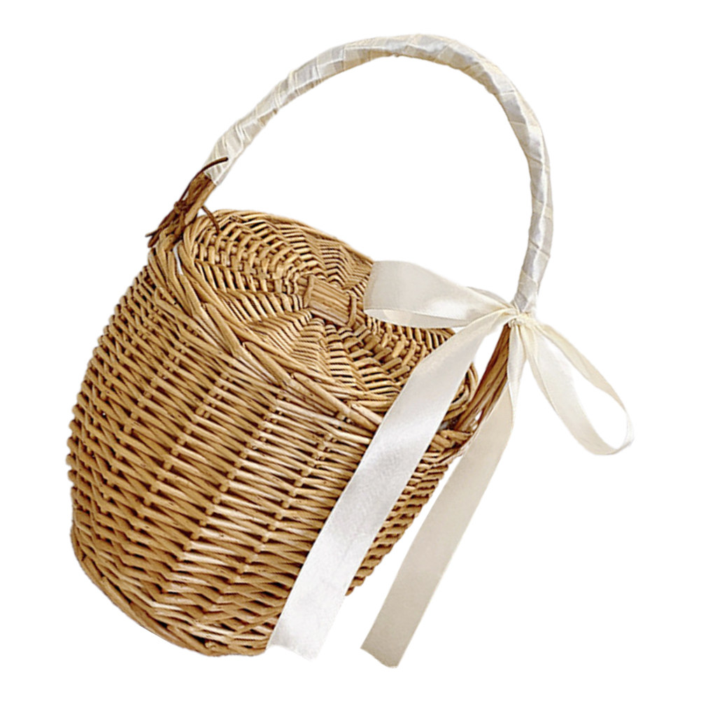Basket Bag Wicker - Franse stijl geweven draagbare picknickmand voor