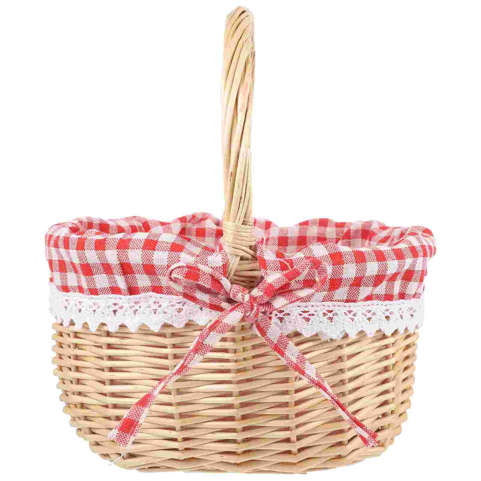 Basket Bag Wicker - Zerodeko Roodkapje Mand Handgeweven Picknicktas Geschenkmand