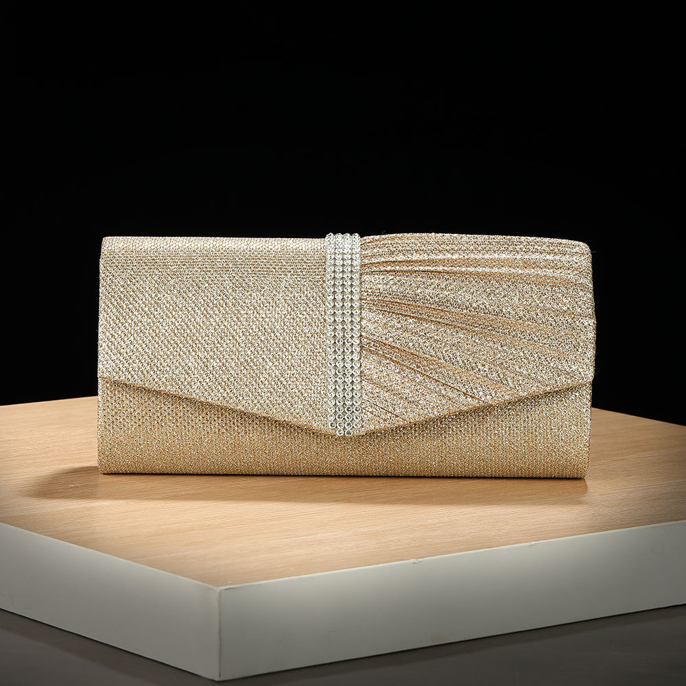 Women Bags Gold - Nieuwe stijl goudgeborduurde geplooide avondtas, bezet