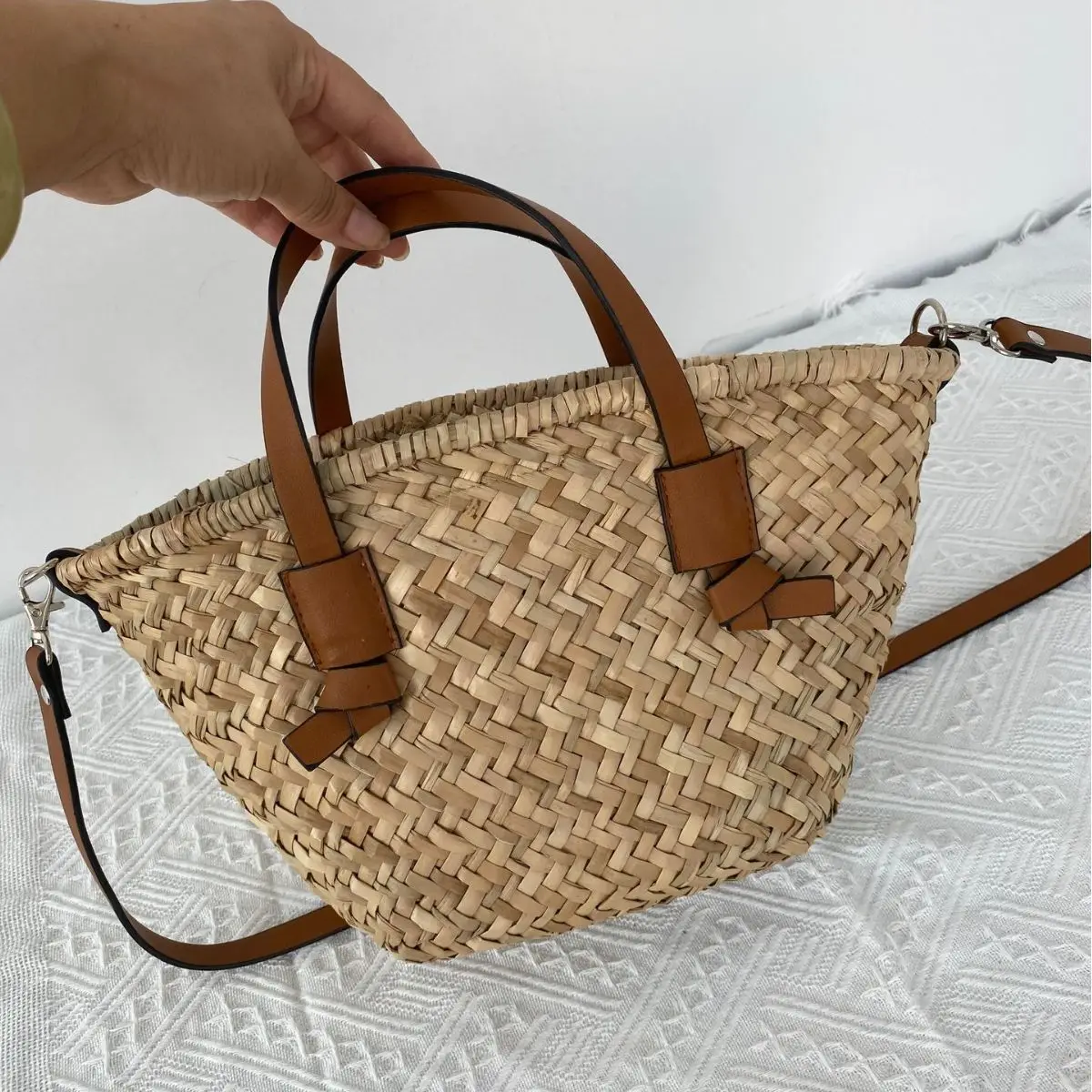 Basket Bag Wicker - Boheemse Stromand Tas Handgemaakte Rieten Rotan